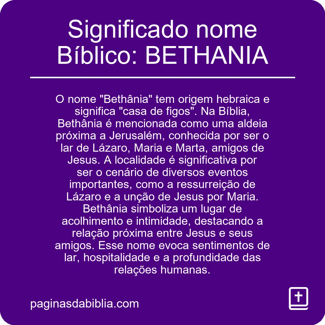 Significado nome Bíblico: BETHANIA