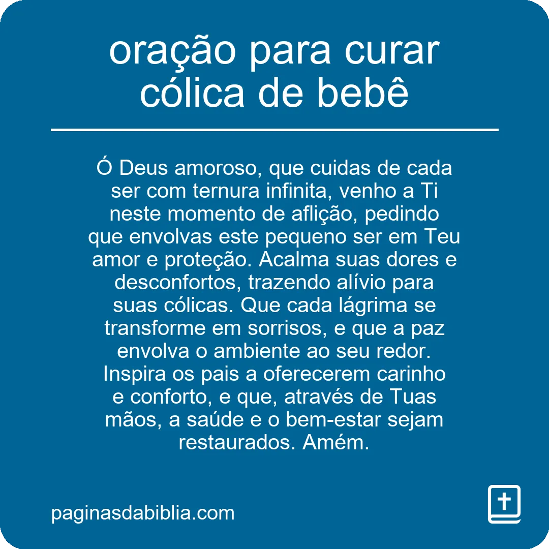 oração para curar cólica de bebê