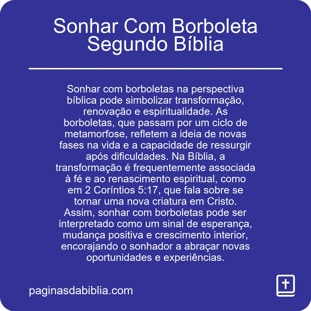 Sonhar Com Borboleta Segundo Bíblia