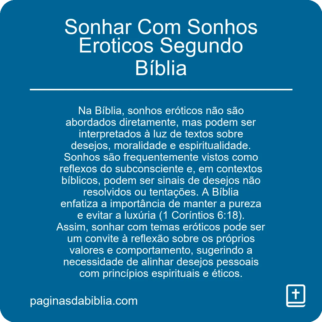 Sonhar Com Sonhos Eroticos Segundo Bíblia