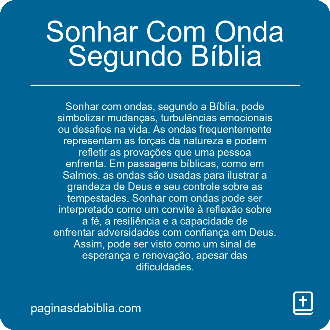 Sonhar Com Onda Segundo Bíblia