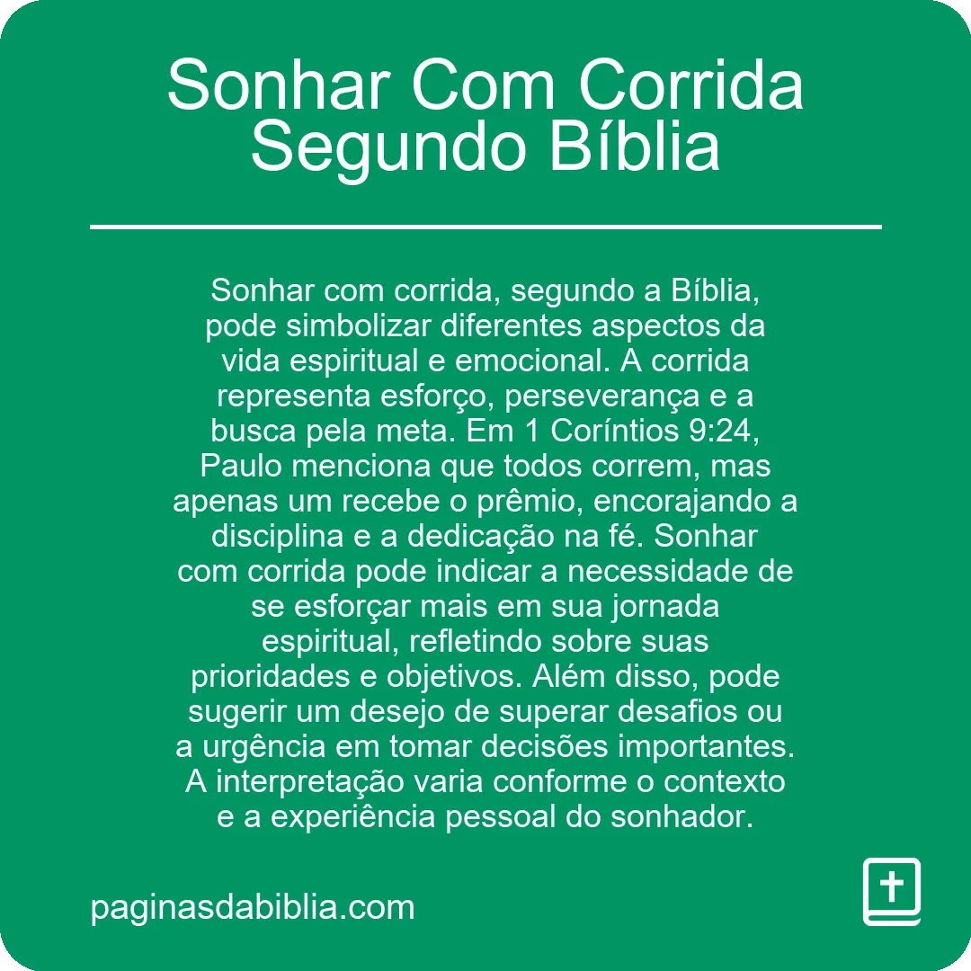 Sonhar Com Corrida Segundo Bíblia