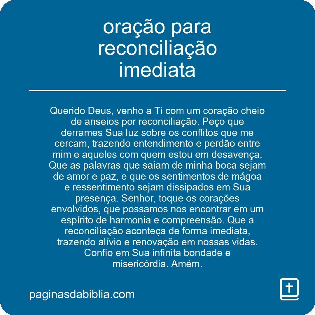 oração para reconciliação imediata