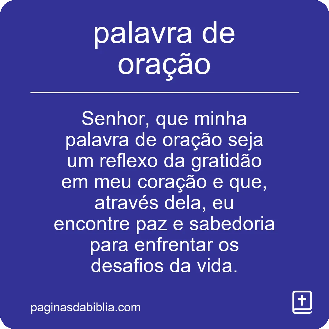 palavra de oração