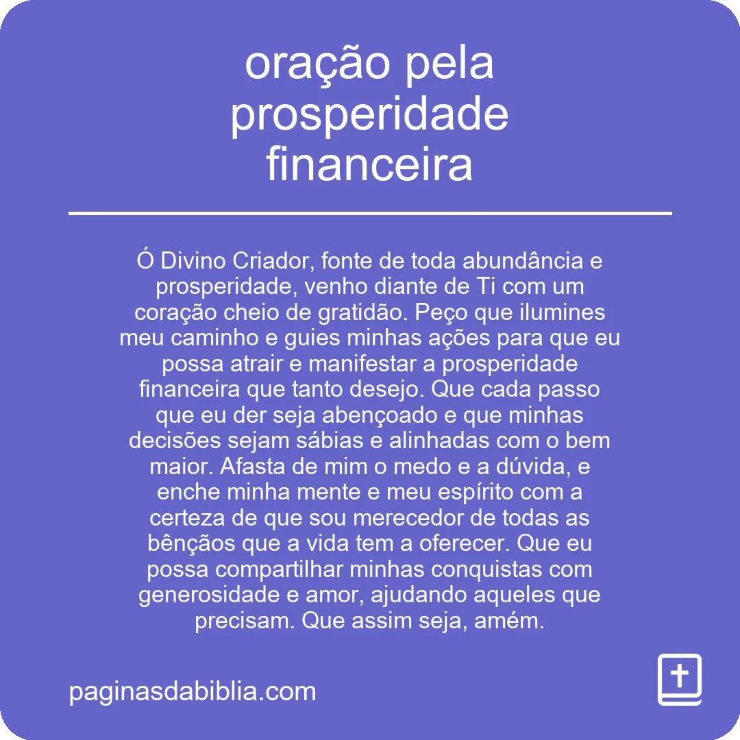 oração pela prosperidade financeira