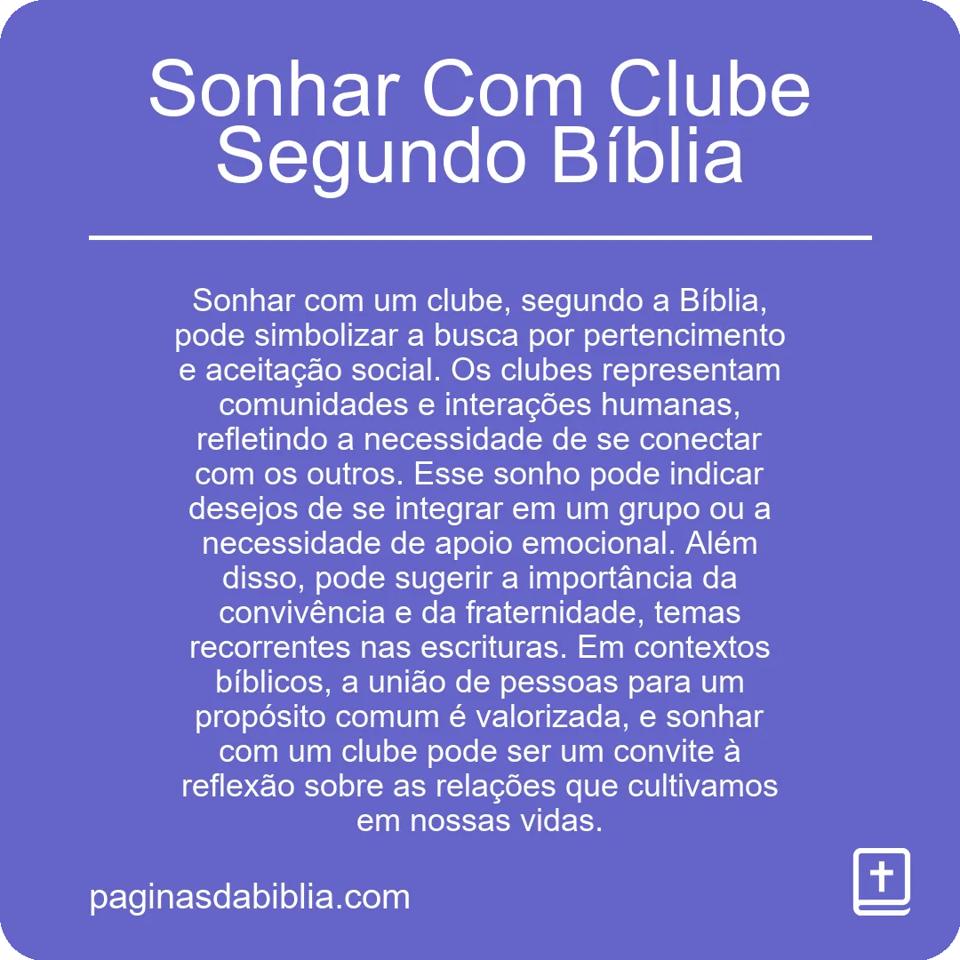 Sonhar Com Clube Segundo Bíblia