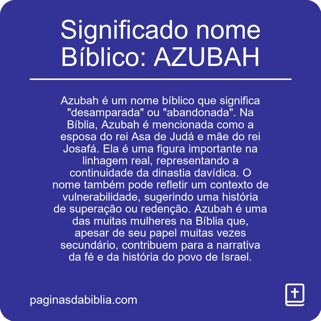 Significado nome Bíblico: AZUBAH