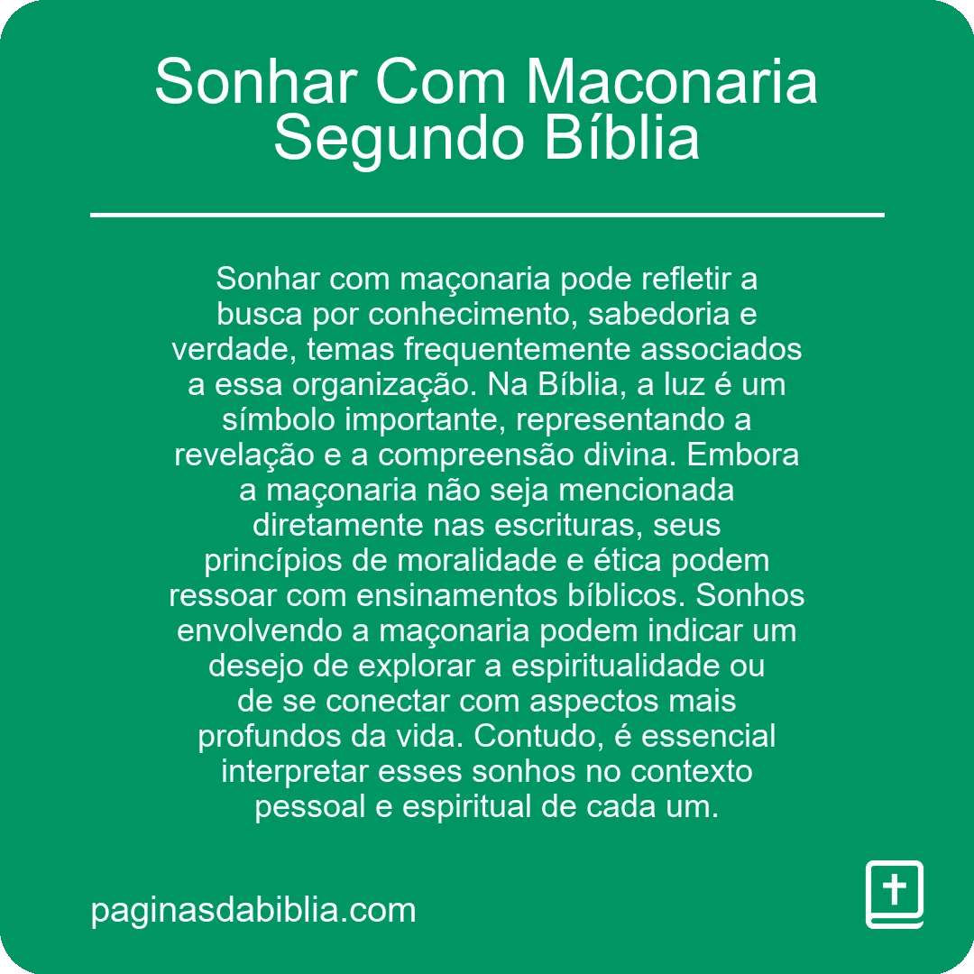 Sonhar Com Maconaria Segundo Bíblia