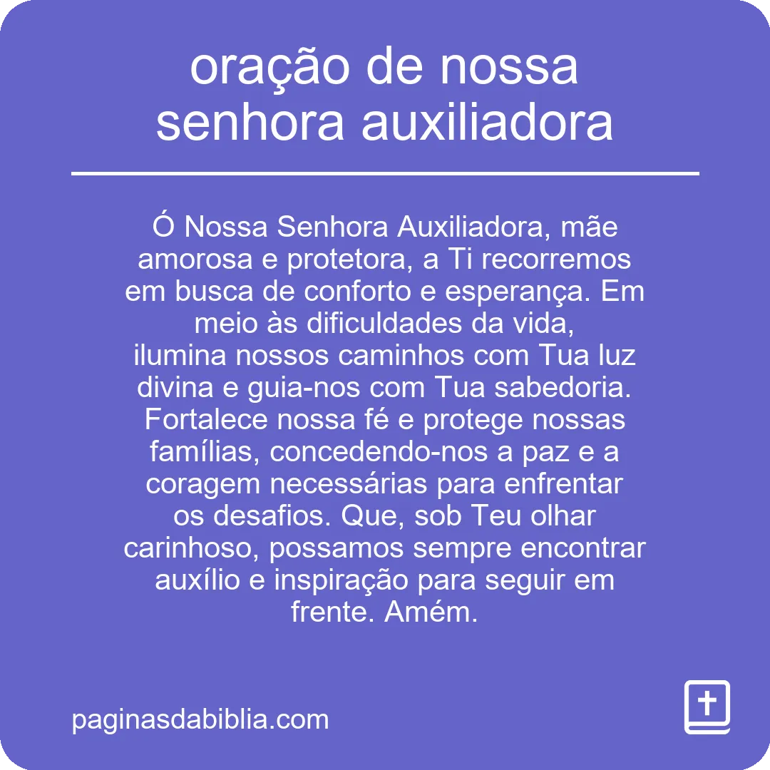 oração de nossa senhora auxiliadora