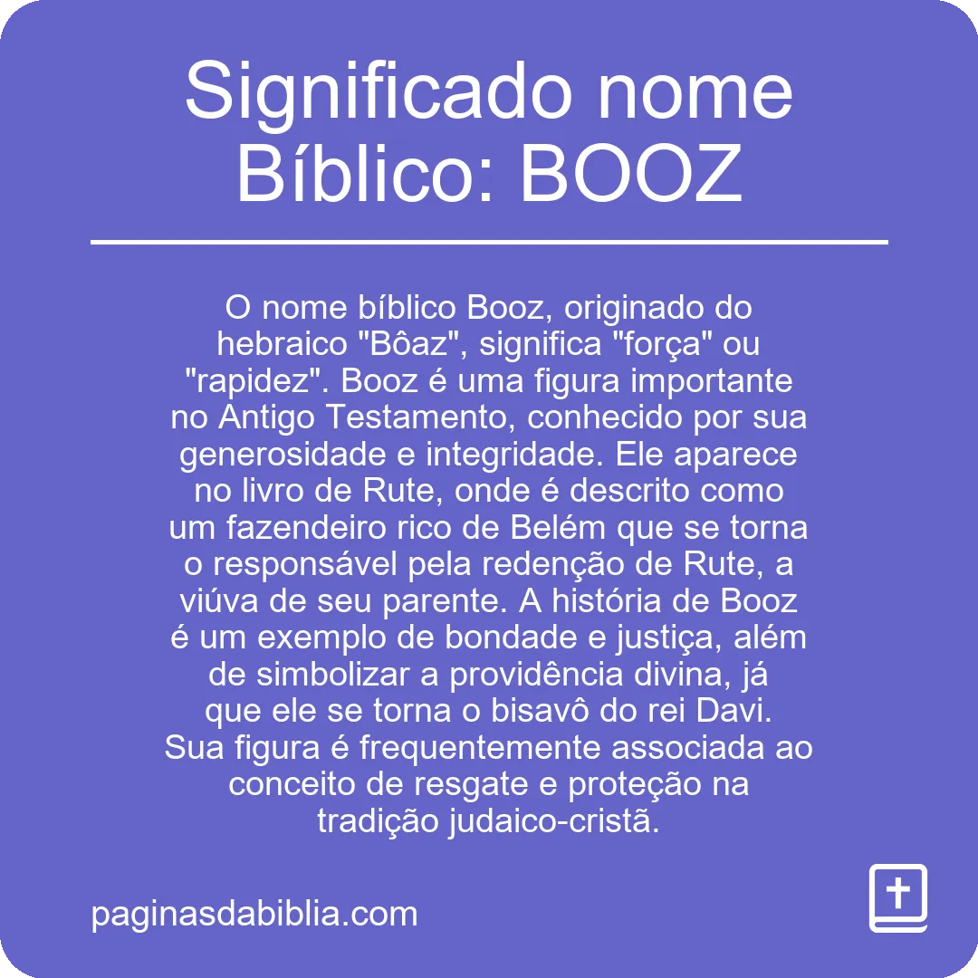 Significado nome Bíblico: BOOZ