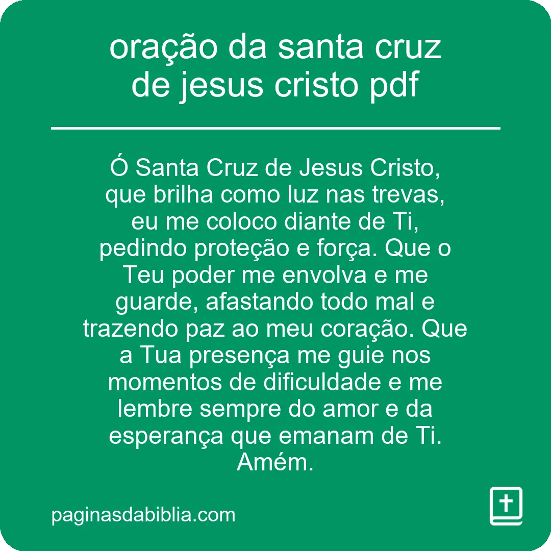 oração da santa cruz de jesus cristo pdf