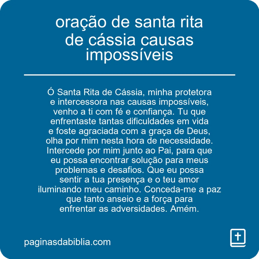 oração de santa rita de cássia causas impossíveis