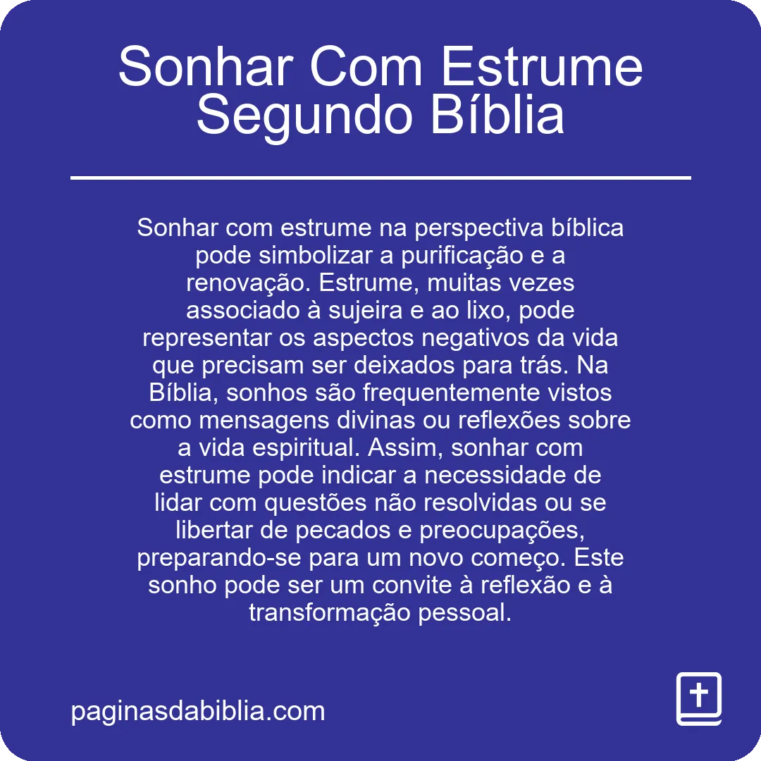 Sonhar Com Estrume Segundo Bíblia