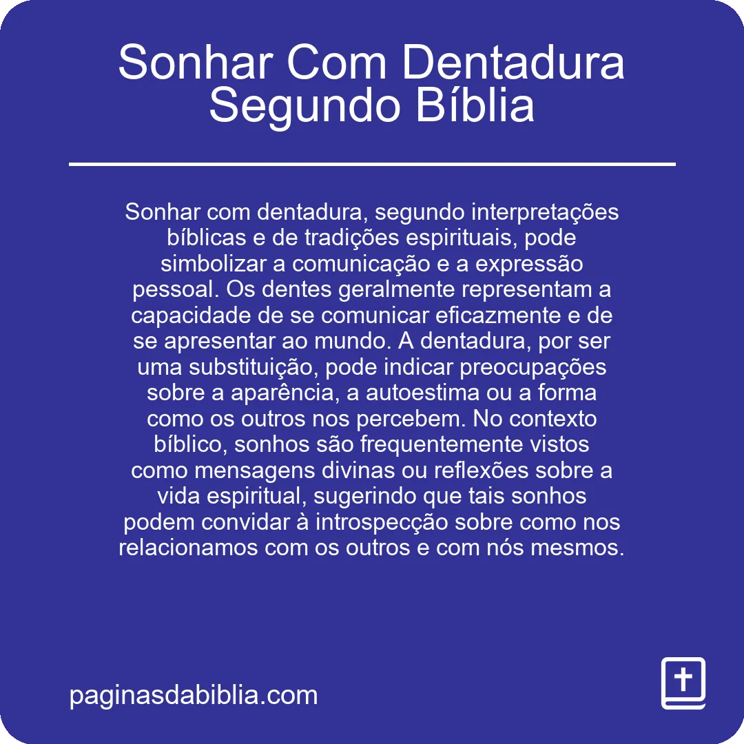 Sonhar Com Dentadura Segundo Bíblia