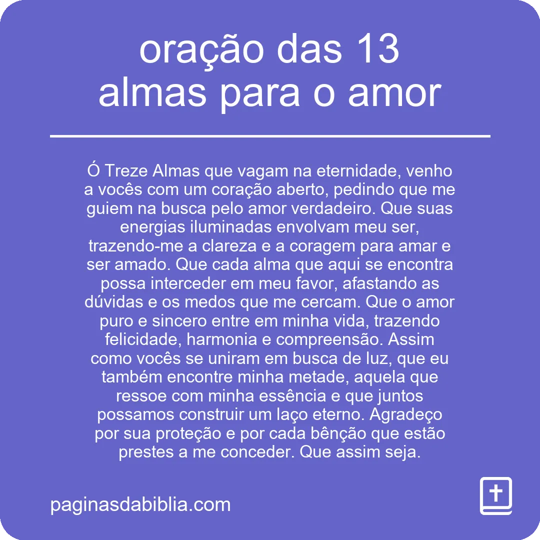 oração das 13 almas para o amor