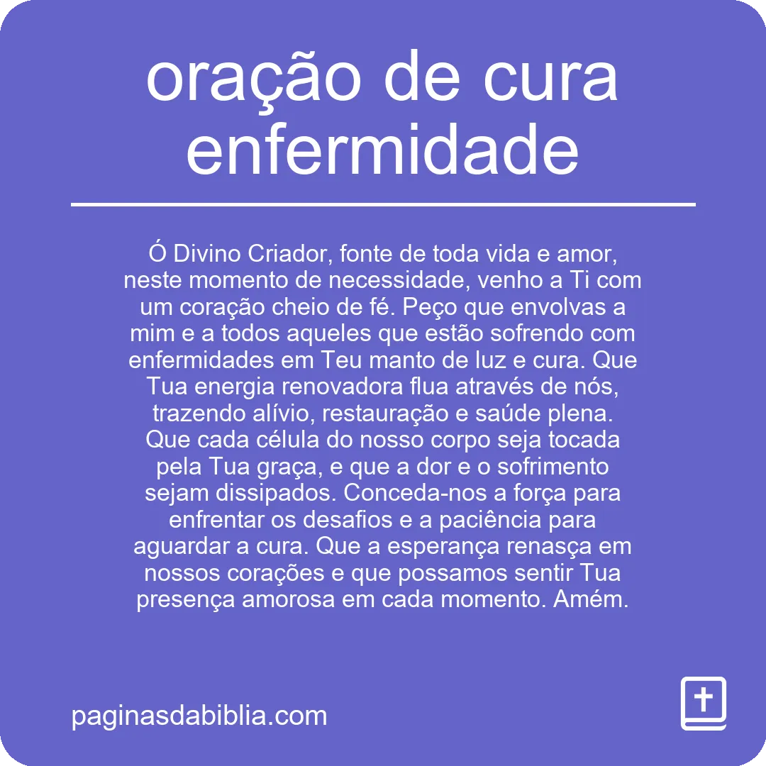 oração de cura enfermidade