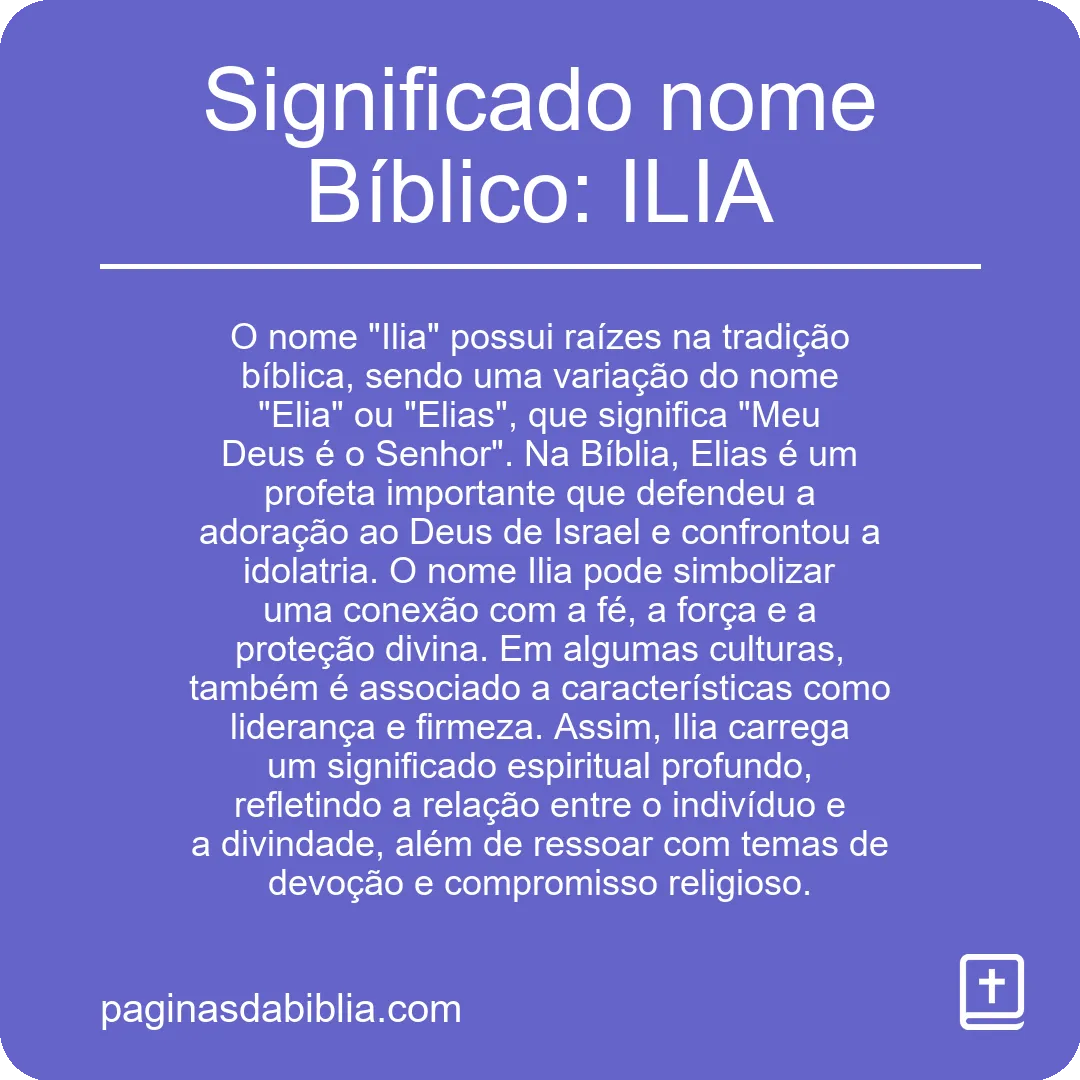 Significado nome Bíblico: ILIA