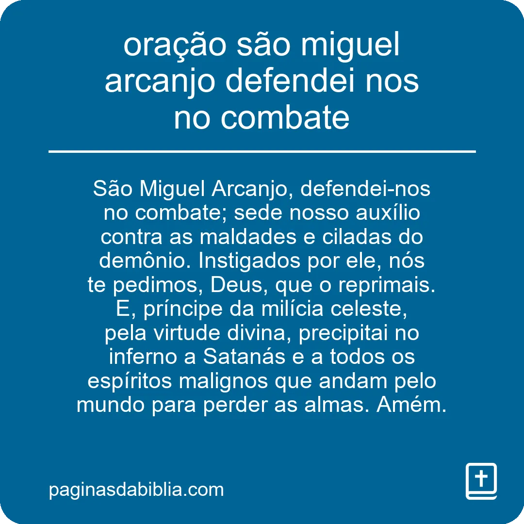 oração são miguel arcanjo defendei nos no combate