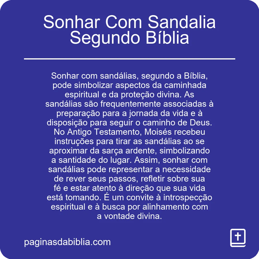 Sonhar Com Sandalia Segundo Bíblia