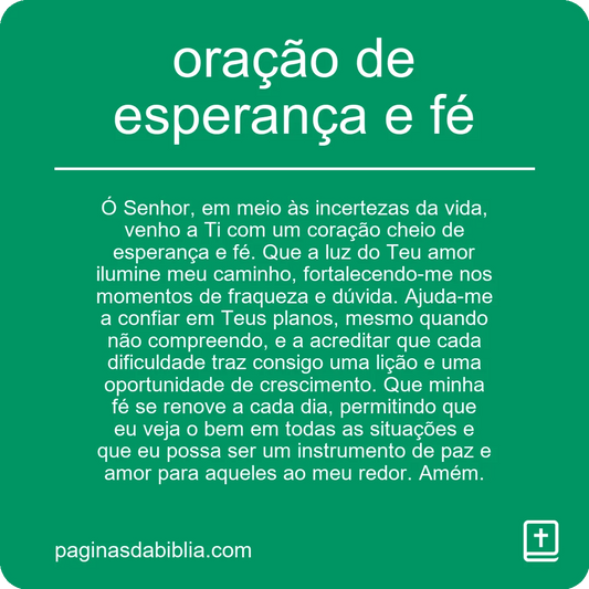 oração de esperança e fé