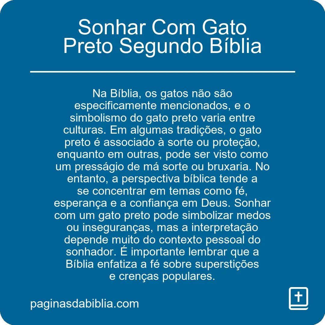 Sonhar Com Gato Preto Segundo Bíblia