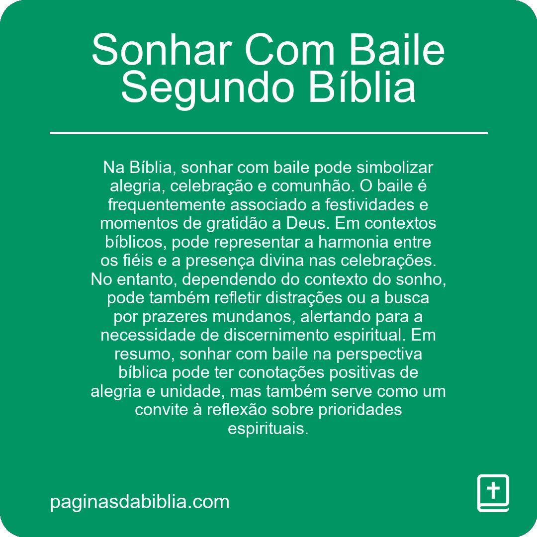 Sonhar Com Baile Segundo Bíblia