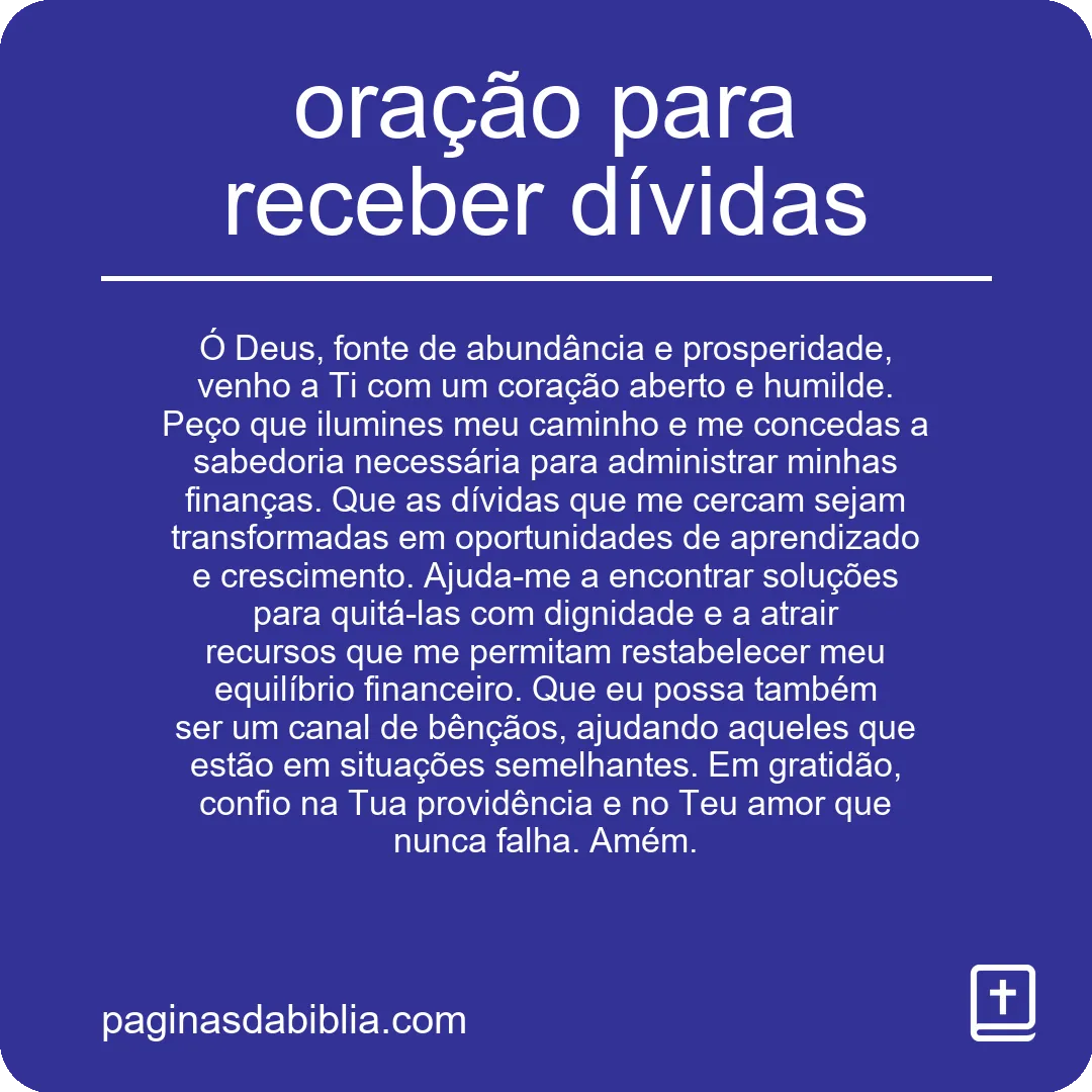 oração para receber dívidas