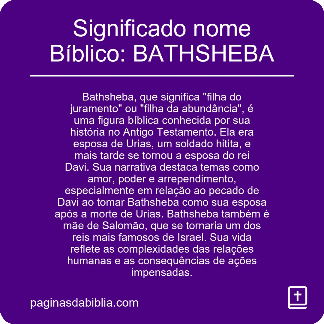 Significado nome Bíblico: BATHSHEBA