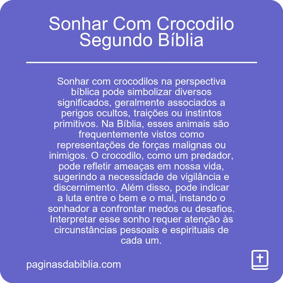 Sonhar Com Crocodilo Segundo Bíblia