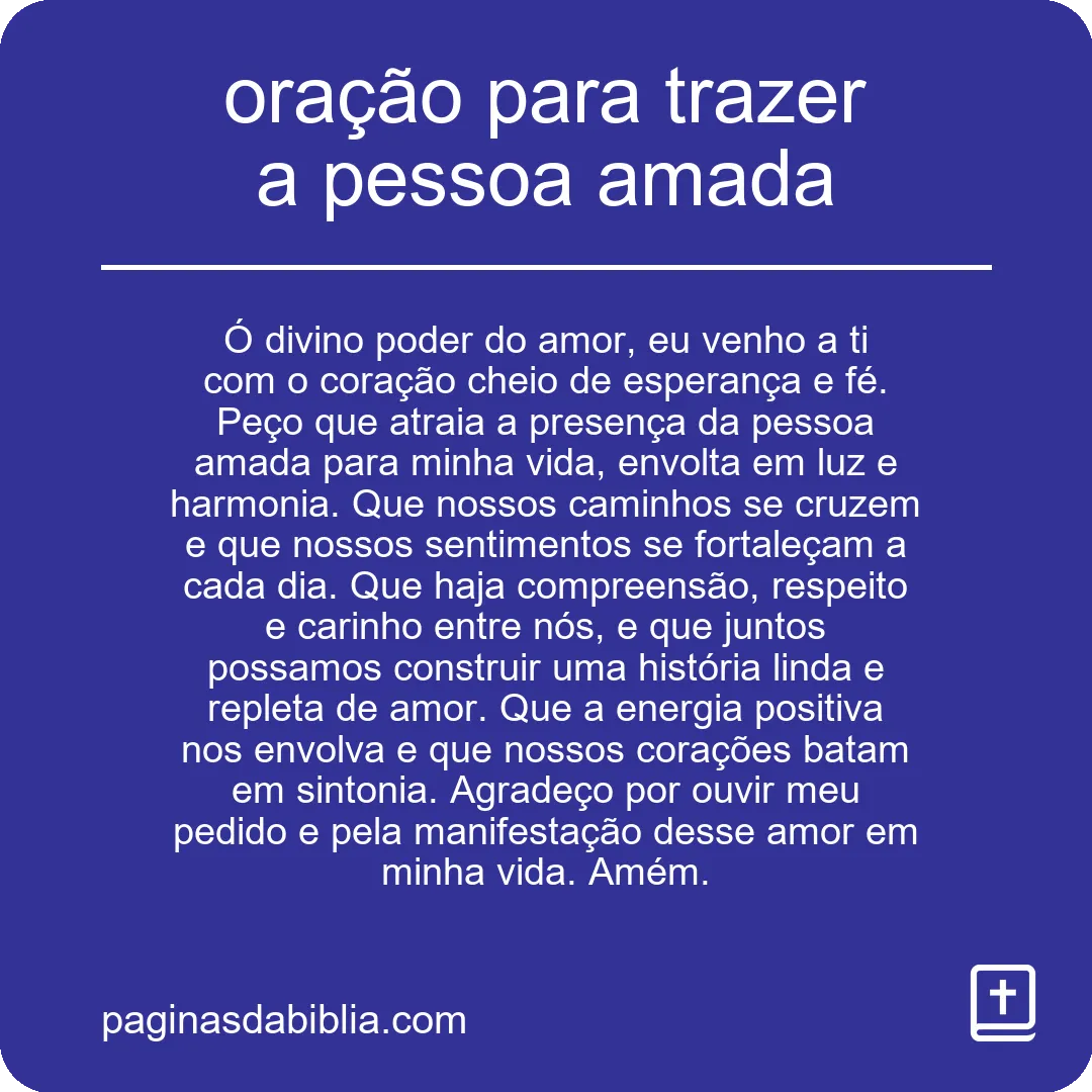 oração para trazer a pessoa amada