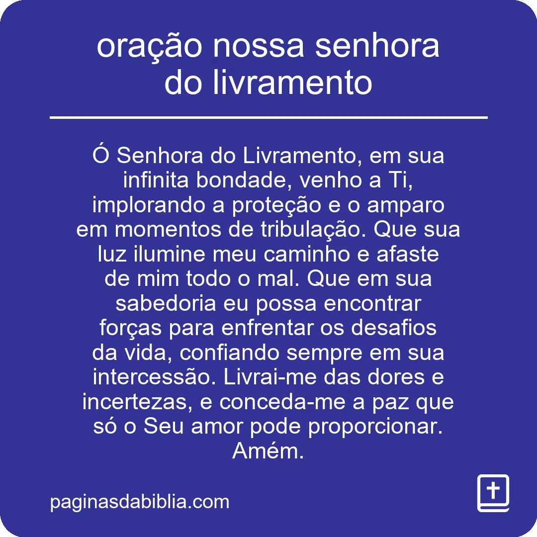 oração nossa senhora do livramento