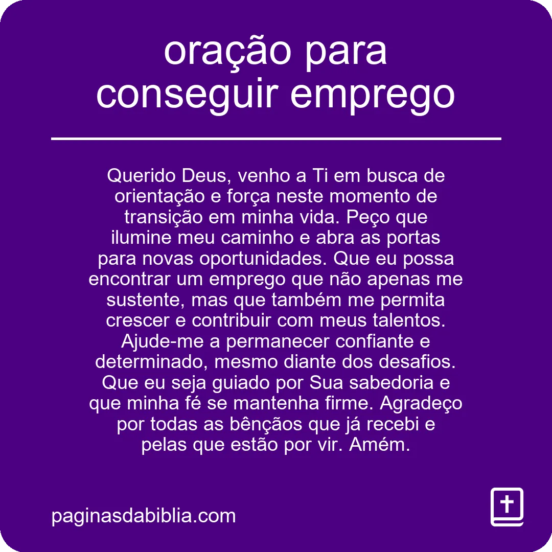 oração para conseguir emprego