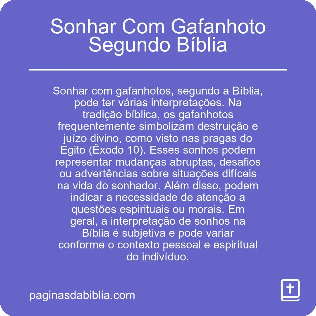 Sonhar Com Gafanhoto Segundo Bíblia