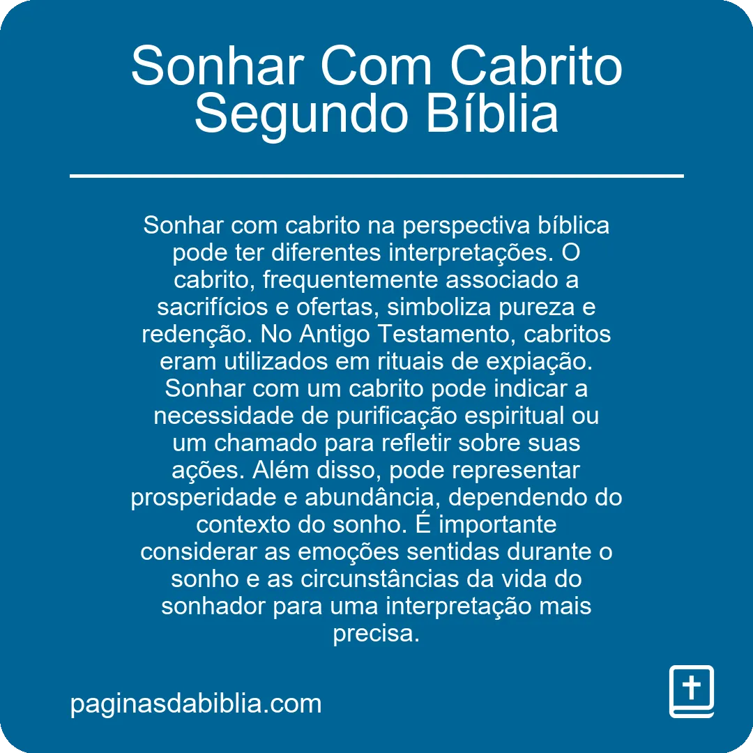 Sonhar Com Cabrito Segundo Bíblia