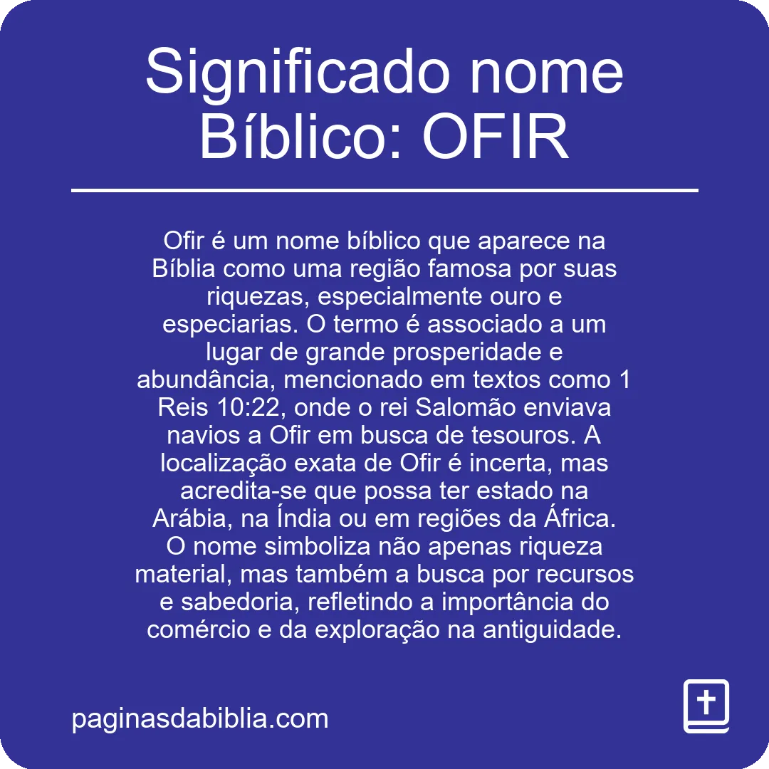 Significado nome Bíblico: OFIR