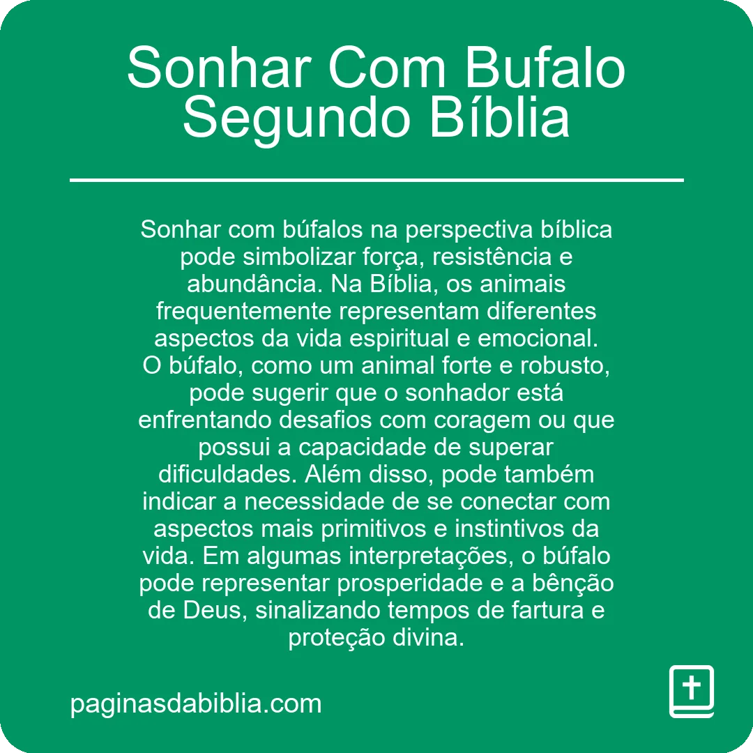 Sonhar Com Bufalo Segundo Bíblia