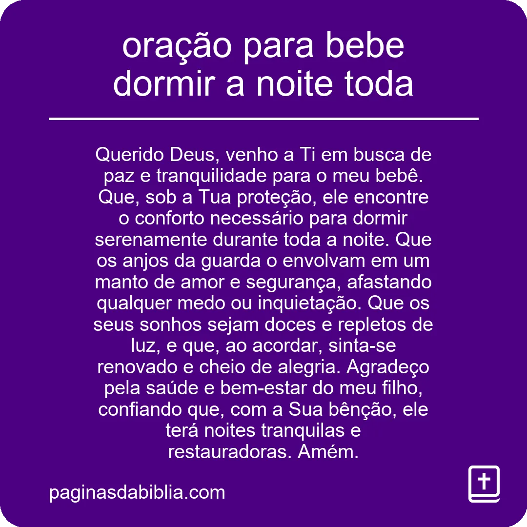 oração para bebe dormir a noite toda