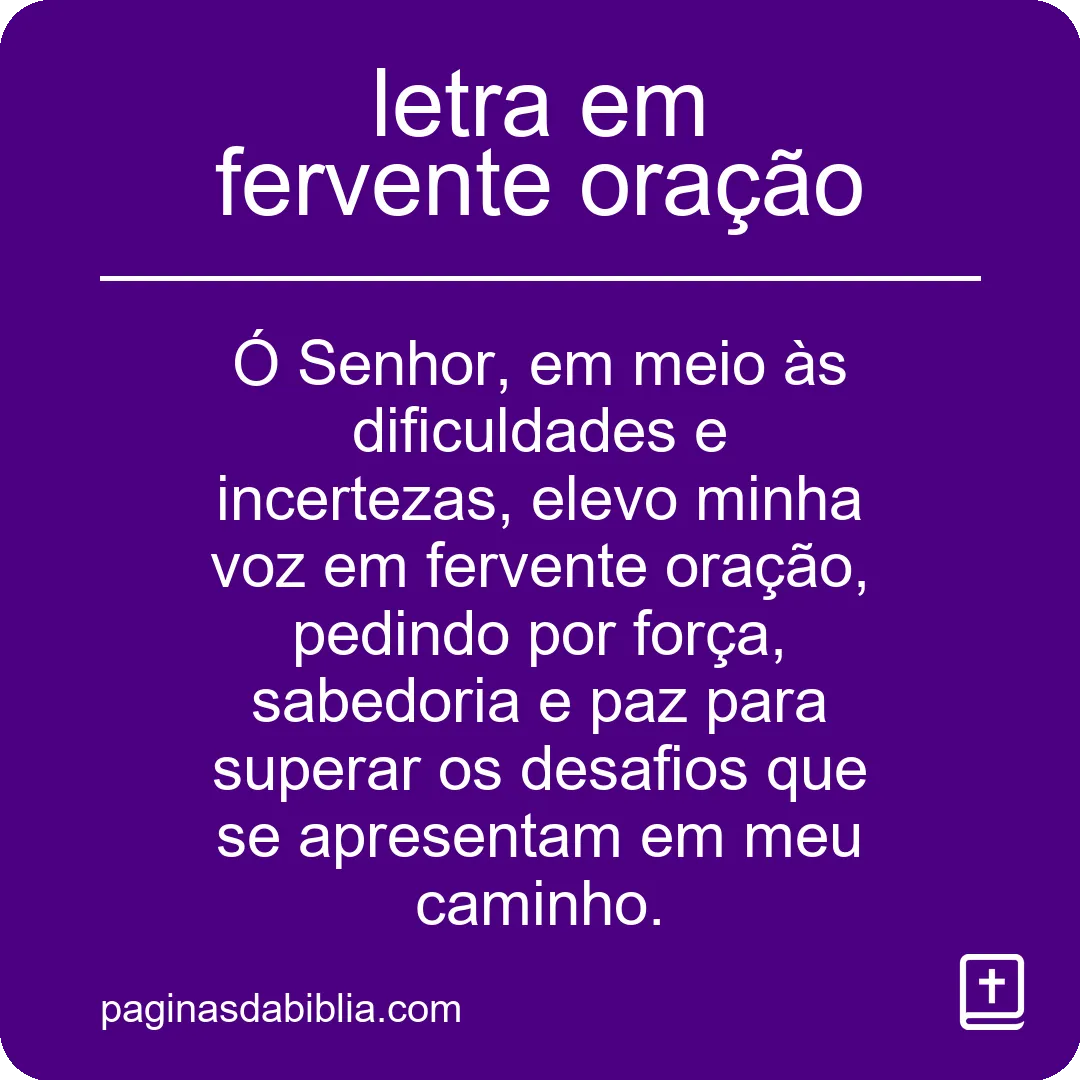 letra em fervente oração