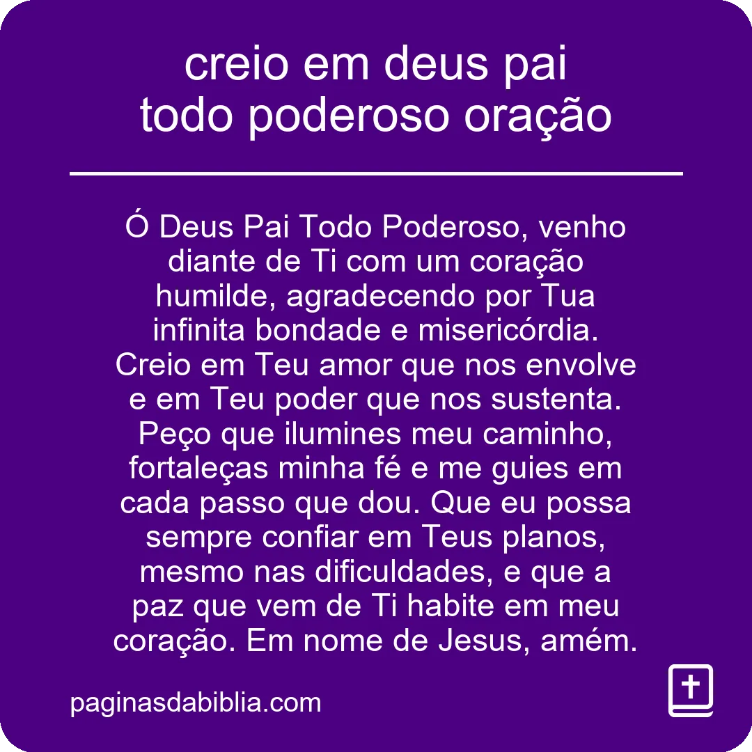 creio em deus pai todo poderoso oração