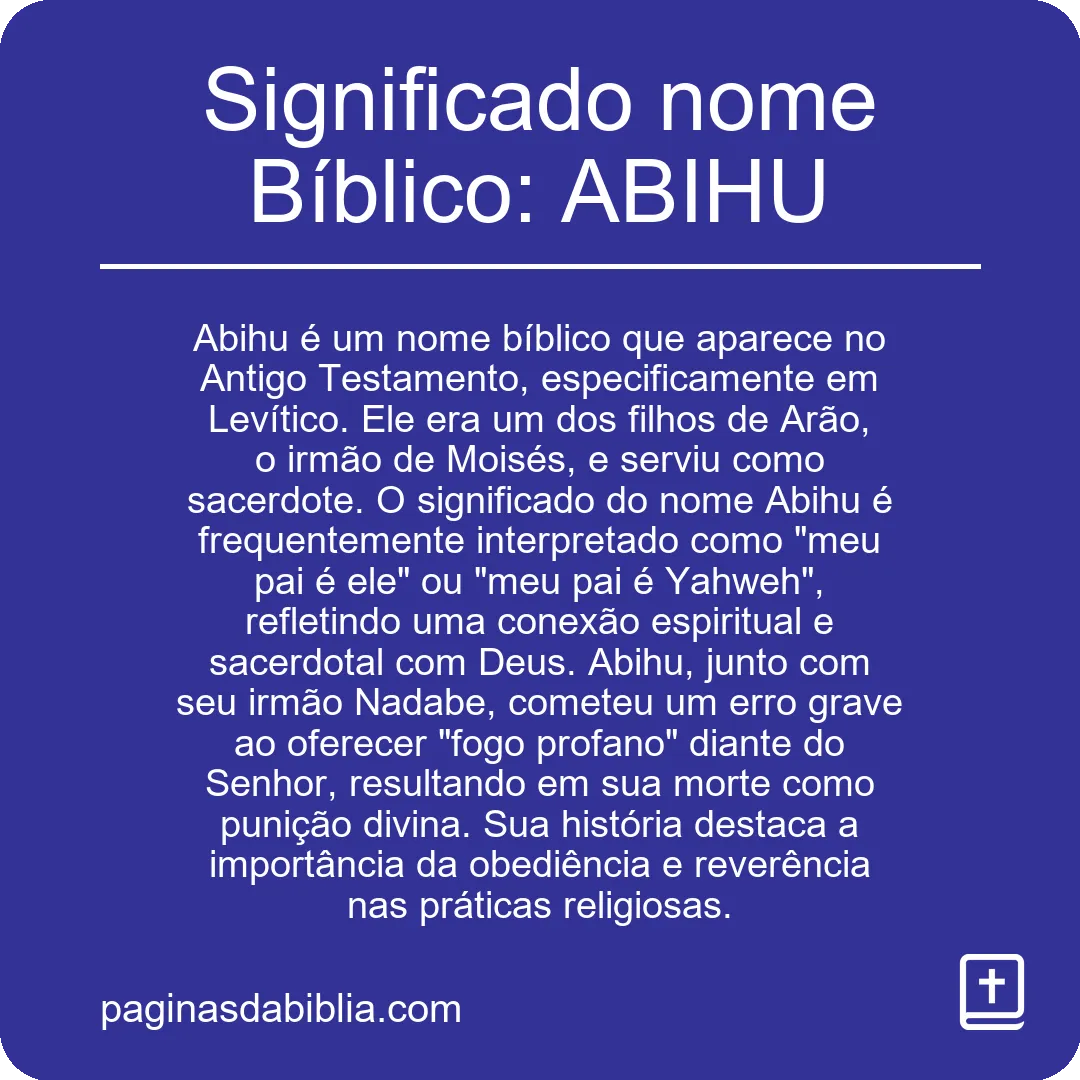 Significado nome Bíblico: ABIHU