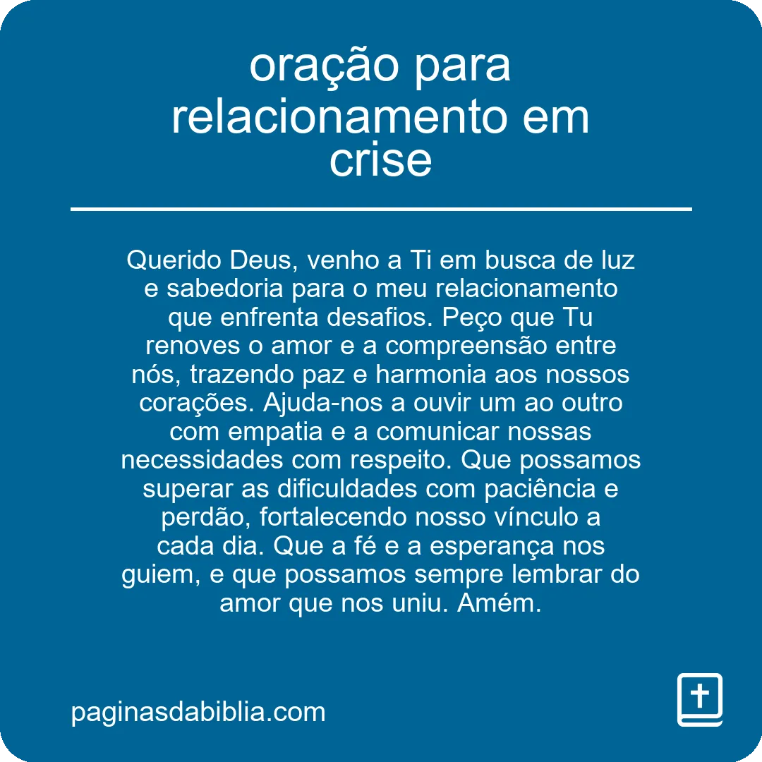 oração para relacionamento em crise