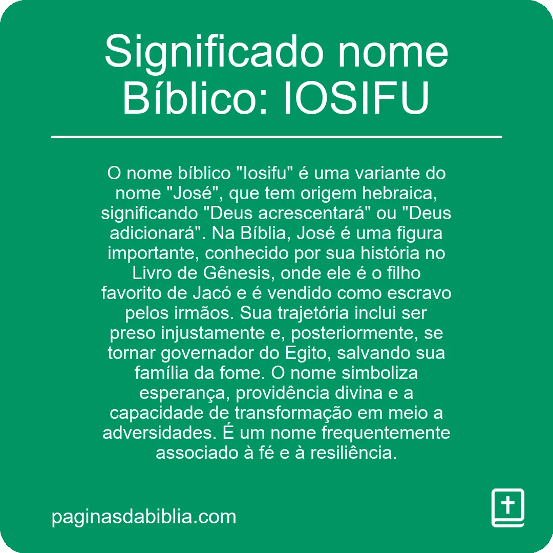 Significado nome Bíblico: IOSIFU