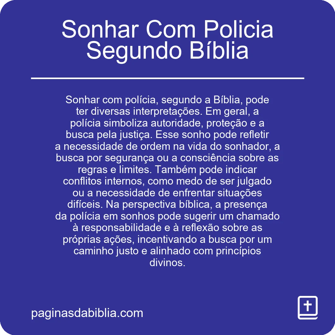 Sonhar Com Policia Segundo Bíblia