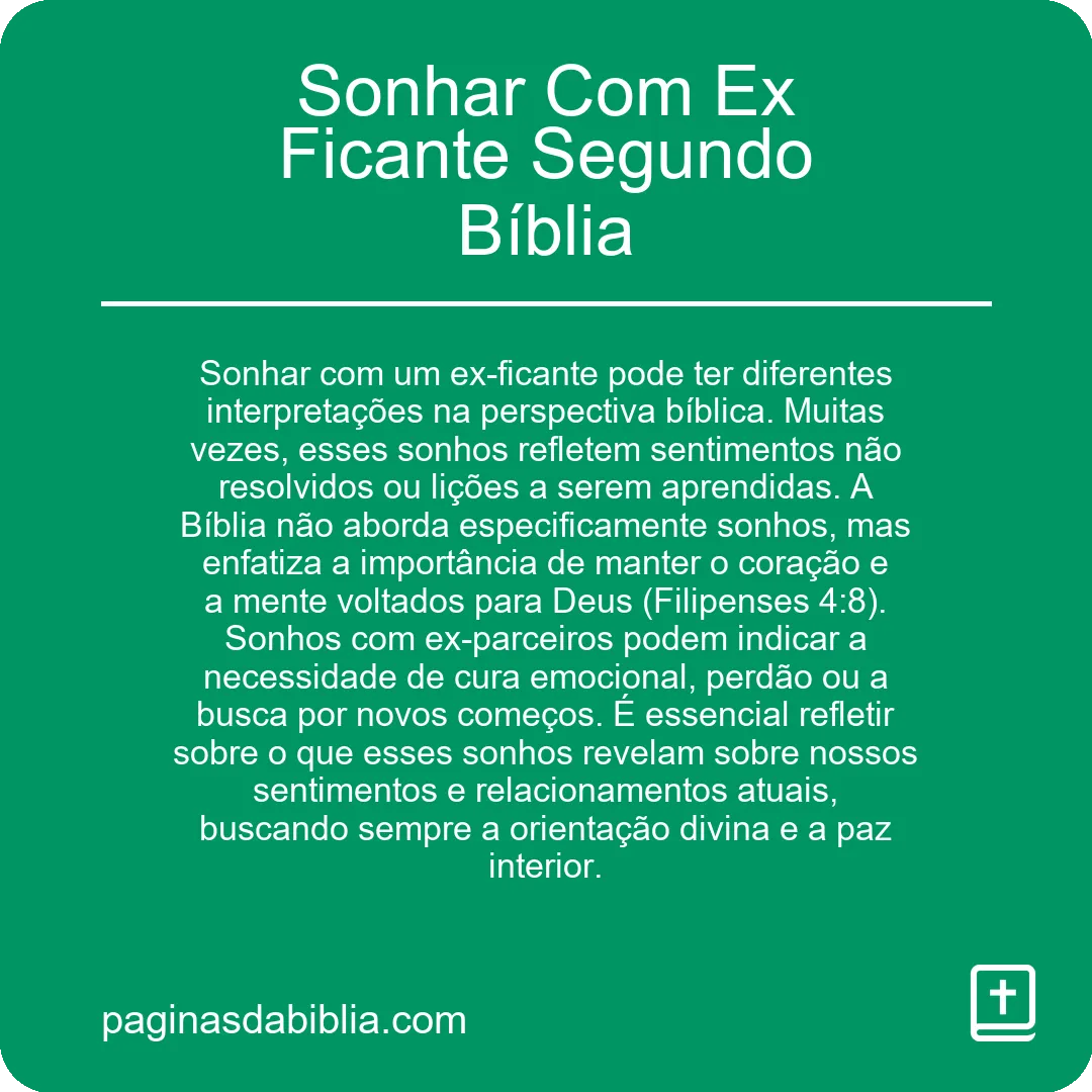 Sonhar Com Ex Ficante Segundo Bíblia