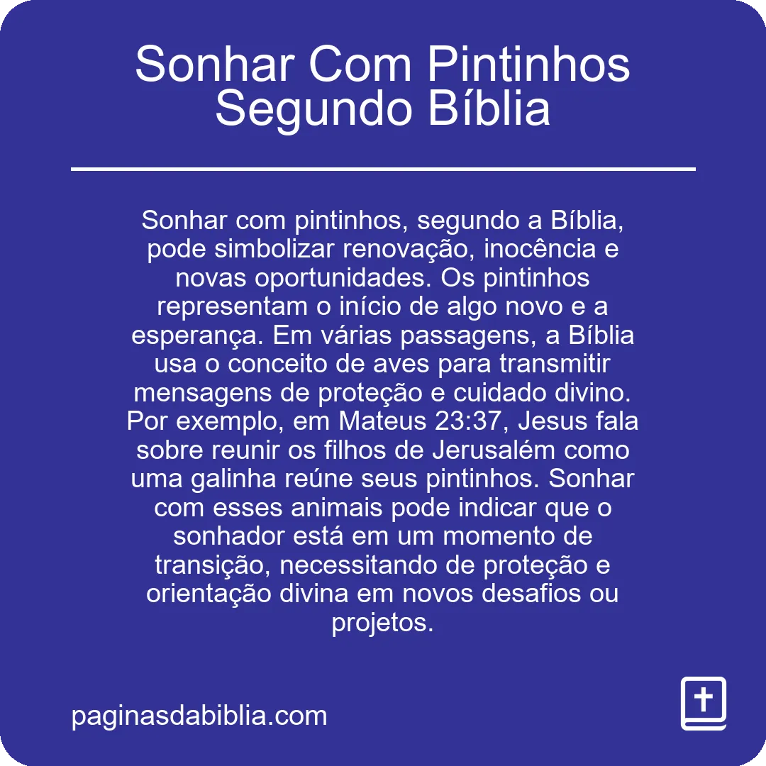 Sonhar Com Pintinhos Segundo Bíblia