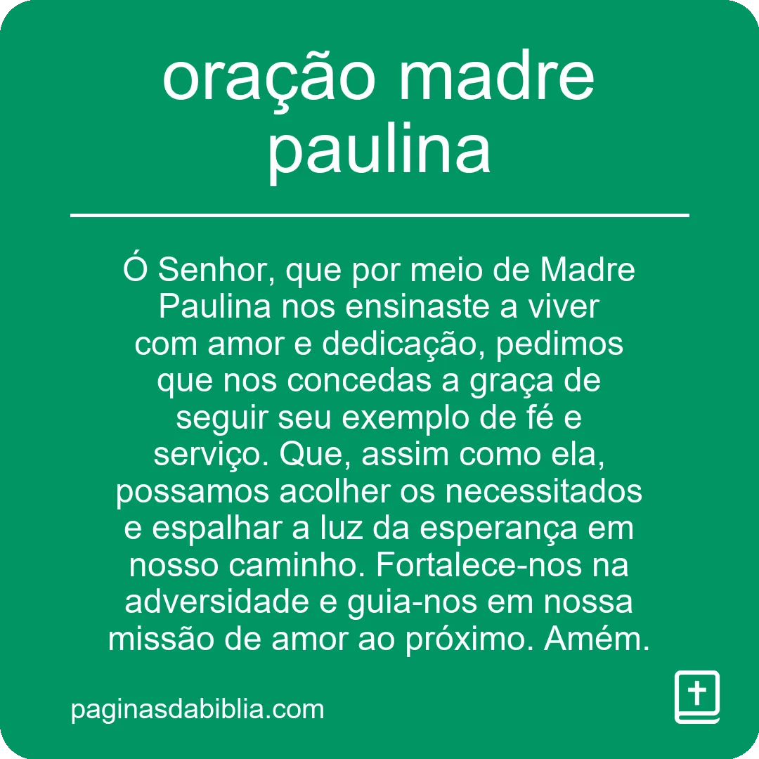 oração madre paulina