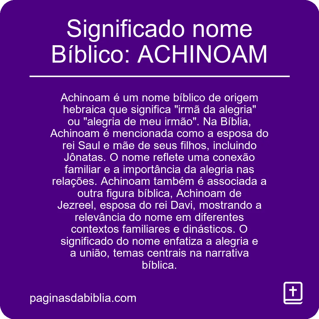 Significado nome Bíblico: ACHINOAM