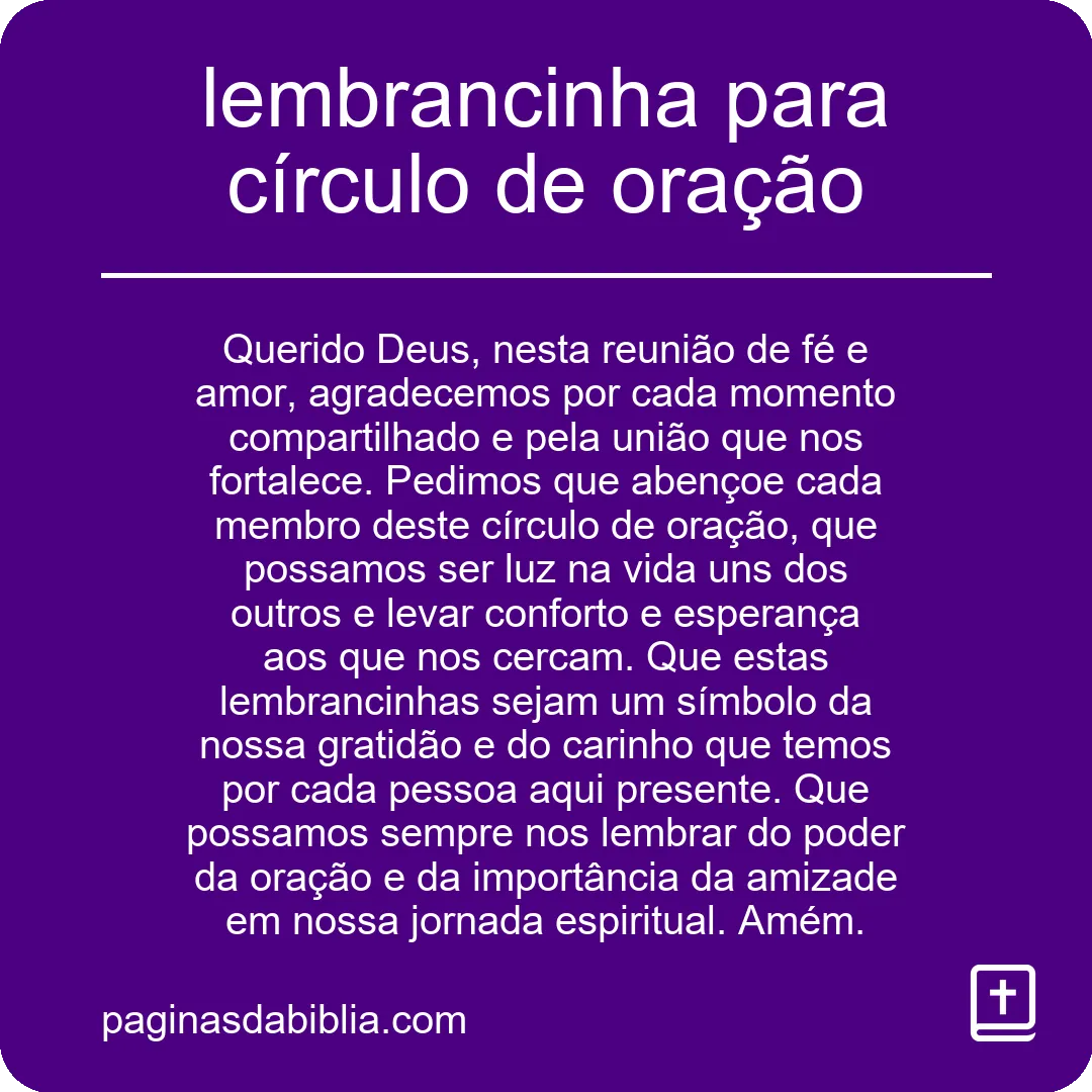 lembrancinha para círculo de oração