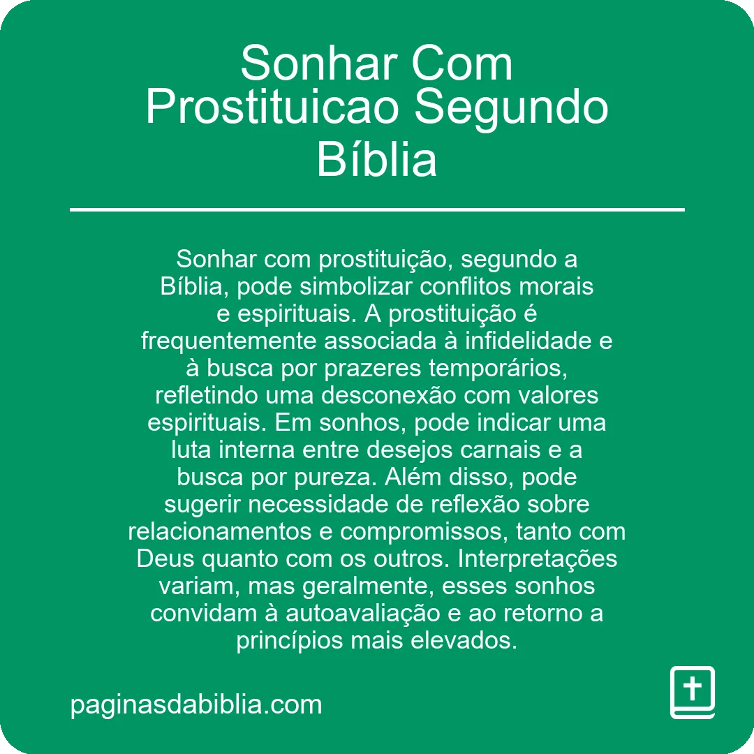 Sonhar Com Prostituicao Segundo Bíblia