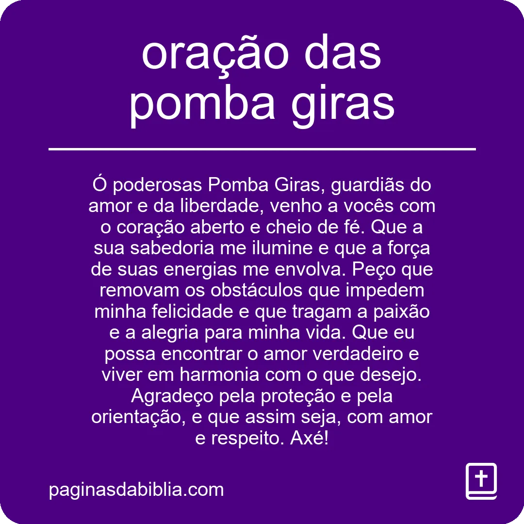 oração das pomba giras